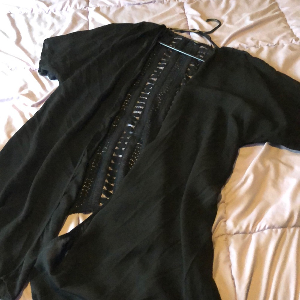 Black lace kimono shawl